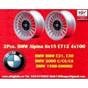2 pcs. wheels BMW Alpina 6x15 ET12 4x100 silver/black 1500-2000tii, 1502-2002tii, 3 E21, E30