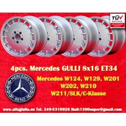 Mercedes Gullideckel 8x16 ET34 5x112 silver/diamond cut 124 129 201 202 203 208 210 HO 170 cerchi wheels jantes llantas felgen