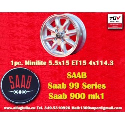1 pc. wheel Saab Minilite 5.5x15 ET15 4x114.3 silver/diamond cut MBG, TR2-TR6
