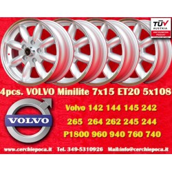 cerchi Volvo Minilite 7x15 ET20 5x108 silver/diamond cut Series 100, 200, 700, 900