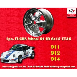 1 Stk Felge Porsche  Fuchs 6x15 ET36 5x130 fully polished 356 C SC, 911 -1989, 914 6