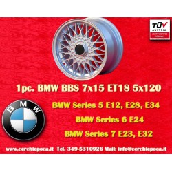 1 pz. cerchio BMW BBS 7x15 ET20 5x120 silver M3 E30, 5 E12, E28, E34, 6 E24, 7 E23, E32, E3, E9