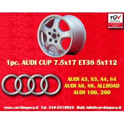 1 pc. jante Audi Cup 7.5x17 ET38 5x112 silver T4, Golf, Passat, Beetle, Variant