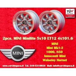 Mini Minilite 5x10 ET12 4x101.6 silver/diamond cut Mini Mk1-3, 850, 1000 cerchi wheels jantes llantas felgen