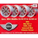 4 pcs. wheels Mini Minilite 5x10 ET12 4x101.6 silver/diamond cut Mini Mk1-3, 850, 1000