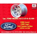 1 pz. cerchio Ford Minilite 8x13 ET-6 4x108 silver/diamond cut Escort Mk1-2, Capri, Cortina