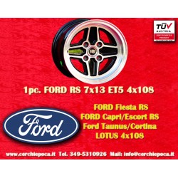 1 pc. jante Ford RS 7x13 ET5 4x108 black/diamond cut Escort Mk1-2, Capri, Cortina