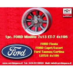 cerchio Ford Minilite 7x13 ET-7 4x108 anthracite/diamond cut Escort Mk1-2, Capri, Cortina