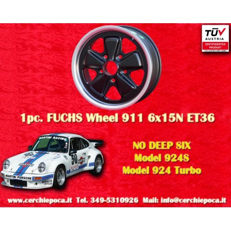 Porsche  Fuchs 6x15 ET36 5x130 matt black/diamond cut 911 -1989, 914 6, 944 -1986, 924 turbo-Carrera GT cerchio wheel llanta fel
