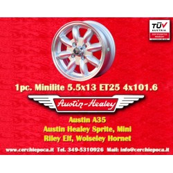 1 pc. jante Austin Healey Minilite 5.5x13 ET25 4x101.6 silver/diamond cut Mini Mk1-3
