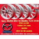 4 Stk Felgen Mazda Minilite 7x15 ET30 4x100 silver/diamond cut MX5 NA, NB
