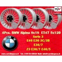 4 pz. cerchi BMW Alpina 8x18 ET47 5x120 silver/black 3 E36, E46
