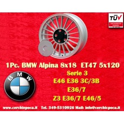 1 pc. wheel BMW Alpina 8x18 ET47 5x120 silver/black 3 E36, E46