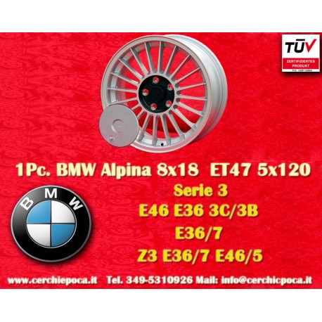 BMW Alpina 8x18 ET47 5x120 silver/black 3 E36, E46 cerchio wheel jante felge llanta
