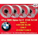 4 pcs. jantes BMW Alpina 8x17 ET46 5x120 silver/black 3 E36, E46 