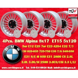 4 pcs. wheels BMW Alpina 8x17 ET15 5x120 silver/black M3 E30, 5 E12, E28, E34, 6 E24, 7 E23, E32