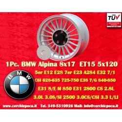 BMW Alpina 8x17 ET15 5x120 silver/black M3 E30, 5 E12, E28, E34, 6 E24, 7 E23, E32 cerchio wheel jante felge llanta