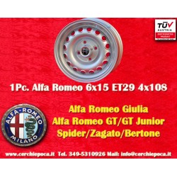 Alfa Romeo Campagnolo 6x15 ET28.5 4x108 silver Giulia, 105 Berlina, Coupe, Spider, GT GTA GTC cerchio wheel jante llanta felge