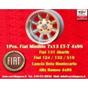 1 pc. jante Fiat Minilite 7x13 ET-7 4x98 silver/diamond cut 124 Berlina, Coupe, Spider, 125, 131