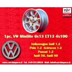 1 pc. wheel Volkswagen Minilite 6x13 ET13 4x100 silver/diamond cut 1502-2002tii, 3 E21