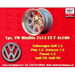 1 pc. wheel Volkswagen Minilite 7x13 ET-7 4x100 silver/diamond cut 1502-2002tii, 3 E21