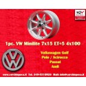 1 pc. wheel Volkswagen Minilite 7x15 ET5 4x100 silver/diamond cut 1502-2002, 1500-2000tii, 2000C CA CS, 3 E21, E30