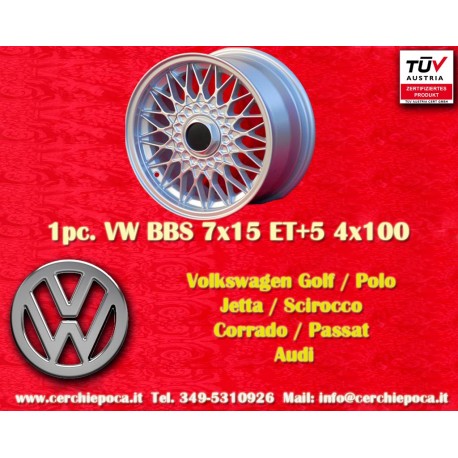 Volkswagen BBS 7x15 ET24 4x100 silver 3 E21, E30 cerchio wheel jante felge llanta