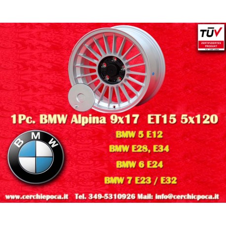 BMW Alpina 9x17 ET15 5x120 silver/black 5 E12, E28, E34, 6 E24, 7 E23, E32, E3, E9 cerchio wheel jante felge llanta