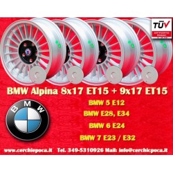 BMW Alpina 8x17 ET15 9x17 ET15 5x120 silver/black M3 E30, 5 E12, E28, E34, 6 E24, 7 E23, E32 cerchi wheels jantes felgen llantas