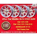 4 uds. llantas Fiat Minilite 6x14 ET23 4x98 silver/diamond cut 124 Berlina, Coupe, Spider, 125, 127, 128, 131, X1 9