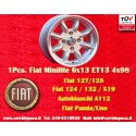 1 pc. jante Fiat Minilite 6x13 ET13 4x98 silver/diamond cut 124 Berlina, Coupe, Spider, 125, 127, 131, 132, X1 9, 850