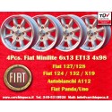 4 pcs. jantes Fiat Minilite 6x13 ET13 4x98 silver/diamond cut 124 Berlina, Coupe, Spider, 125, 127, 131, 132, X1 9, 850
