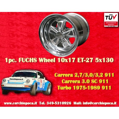 Porsche Fuchs 10x17 ET-27 5x130 fully polished 911 SC, Carrera -1989, turbo -1987 cerchio wheel jante felge llanta