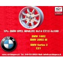 1 ud. llanta BMW Minilite 6x14 ET13 4x100 silver/diamond cut 1502-2002, 1500-2000tii, 2000C CA CS, 3 E21, E30   Opel Kad