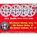 4 pcs. jantes Alfa Romeo Minilite 6x14 ET23 4x98 silver/diamond cut 124 Berlina, Coupe, Spider, 125, 127, 128, 131, X1 9