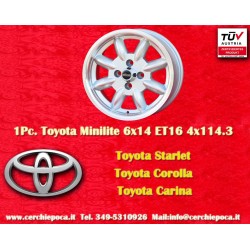 4 pcs. wheels Toyota Minilite 6x14 ET22 4x114.3 silver/diamond cut B,Toyota Corolla,Starlet,Carina