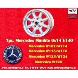 Mercedes Minilite 6x14 ET30 5x112 silver/diamond cut Consul, Granada, P5, P6, P7, Mercedes 108 109 113 114 cerchio wheel jante f