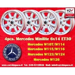 Mercedes Minilite 6x14 ET30 5x112 silver/diamond cut Consul, Granada, P5, P6, P7, Mercedes 108 109 113 114  cerchi wheels jantes