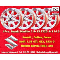 4 pcs. wheels Suzuki Minilite 5.5x13 ET25 4x114.3 silver/diamond cut 120 140 160 180