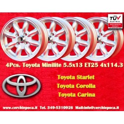 Toyota Minilite 5.5x13 ET25 4x114.3 silver/diamond cut 120 140 160 180 cerchi llantas wheels jantes Felgen