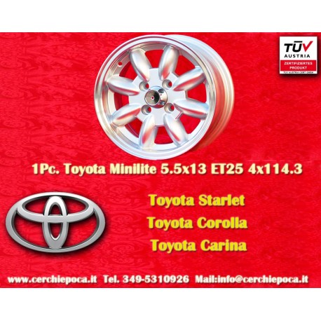 Toyota Minilite 5.5x13 ET25 4x114.3 silver/diamond cut 120 140 160 180 cerchio wheel jante felge llanta 