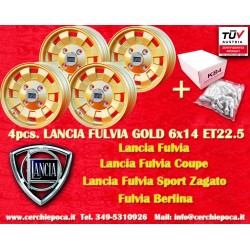 Lancia Cromodora 6x14 ET22.5 4x130 gold Fulvia, 2000 cerchi wheels jantes felgen llantas