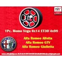 1 pc. wheel Alfa Romeo Momo Vega 6x14 ET23 4x98 matt black/diamond cut Alfetta, Alfetta GT   GTV, Alfasud, Giulietta, 33