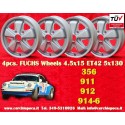 4 pcs. Porsche 356C, 911, 912, 914-6 Fuchs 4.5x15 ET42 5x130 matt silver wheels