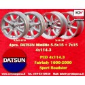 4 pcs. wheels Datsun Minilite 5.5x15 ET15 7x15 ET0 4x114.3 silver/diamond cut MBG, TR2-TR6
