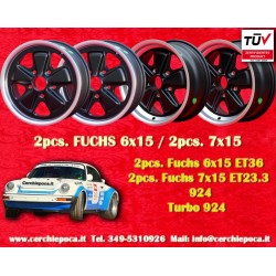 4 pcs. wheels Porsche  Fuchs 6x15 ET36 7x15 ET23.3 5x130 matt black/diamond cut 911 -1989, 914 6, 944 -1986, 924 turbo-C