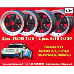 4 pcs. wheels Porsche  Fuchs 7x16 ET23.3 8x16 ET10.6 5x130 matt black/diamond cut 911 -1989, 914 6, 944 -1986, turbo -19