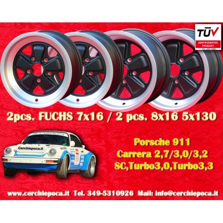 Porsche Fuchs 7x16 ET23.3 8x16 ET10.6 5x130 matt black/diamond cut 911 -1989, 914 6, 944 -1986, turbo cerchi wheels jantes felge
