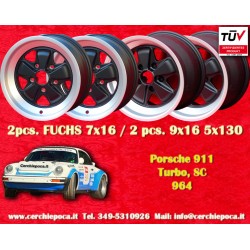 4 pcs. wheels Porsche  Fuchs 7x16 ET23.3 9x16 ET15 5x130 matt black/diamond cut 911 -1989, 914 6, 944 -1986, turbo -1989