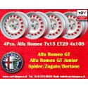 4 pcs. wheels Alfa Romeo Campagnolo 7x15 ET29 4x108 silver 105 Coupe, Spider, GTA, GTC, Montreal